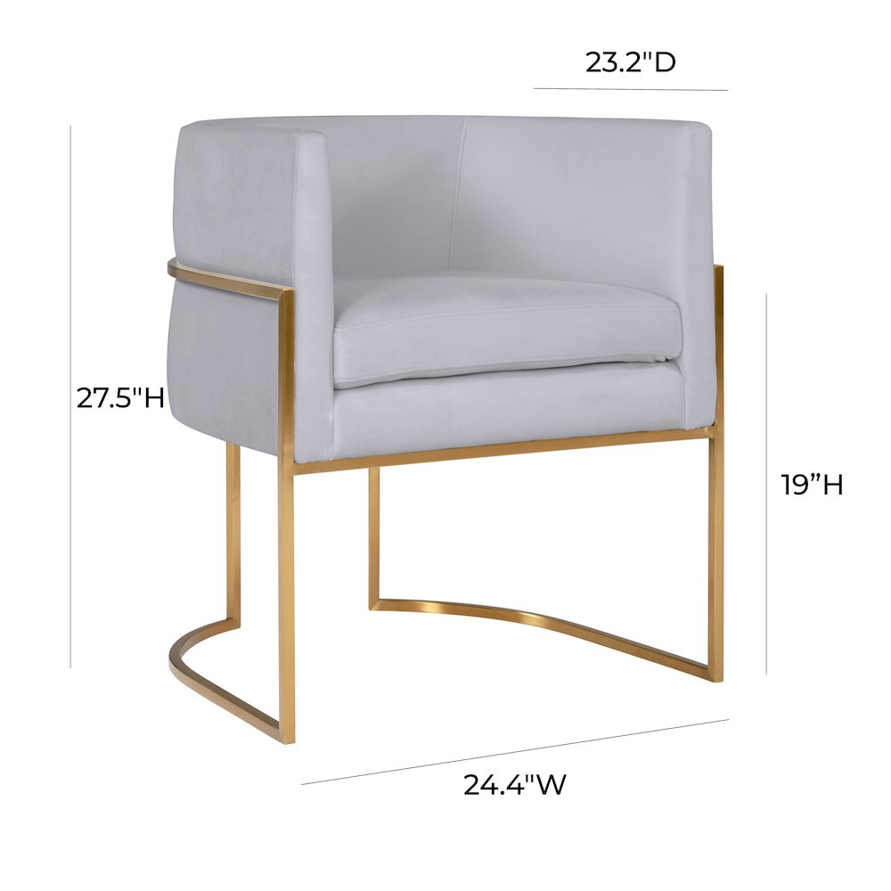 Giselle Grey Velvet Dining Chair with Gold Leg. Picture 6