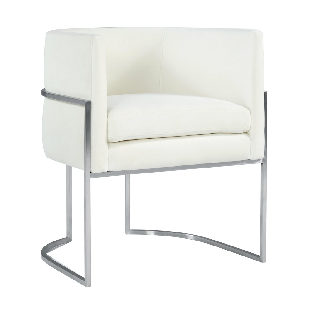 Giselle Cream Velvet Dining Chair Silver Leg. Picture 1