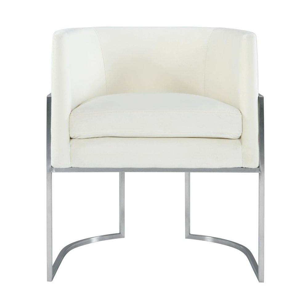 Giselle Cream Velvet Dining Chair Silver Leg. Picture 3