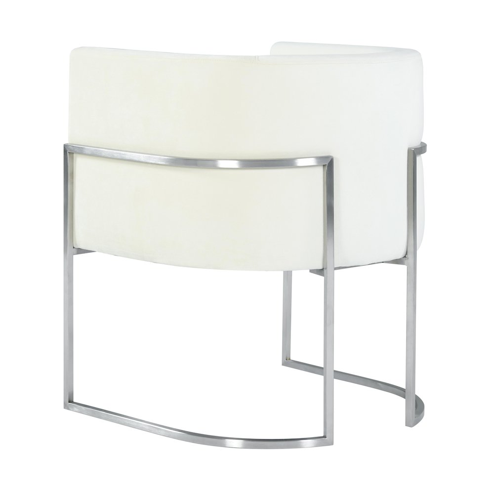 Giselle Cream Velvet Dining Chair Silver Leg. Picture 4