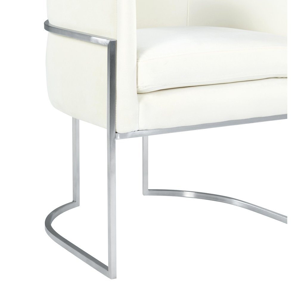 Giselle Cream Velvet Dining Chair Silver Leg. Picture 5