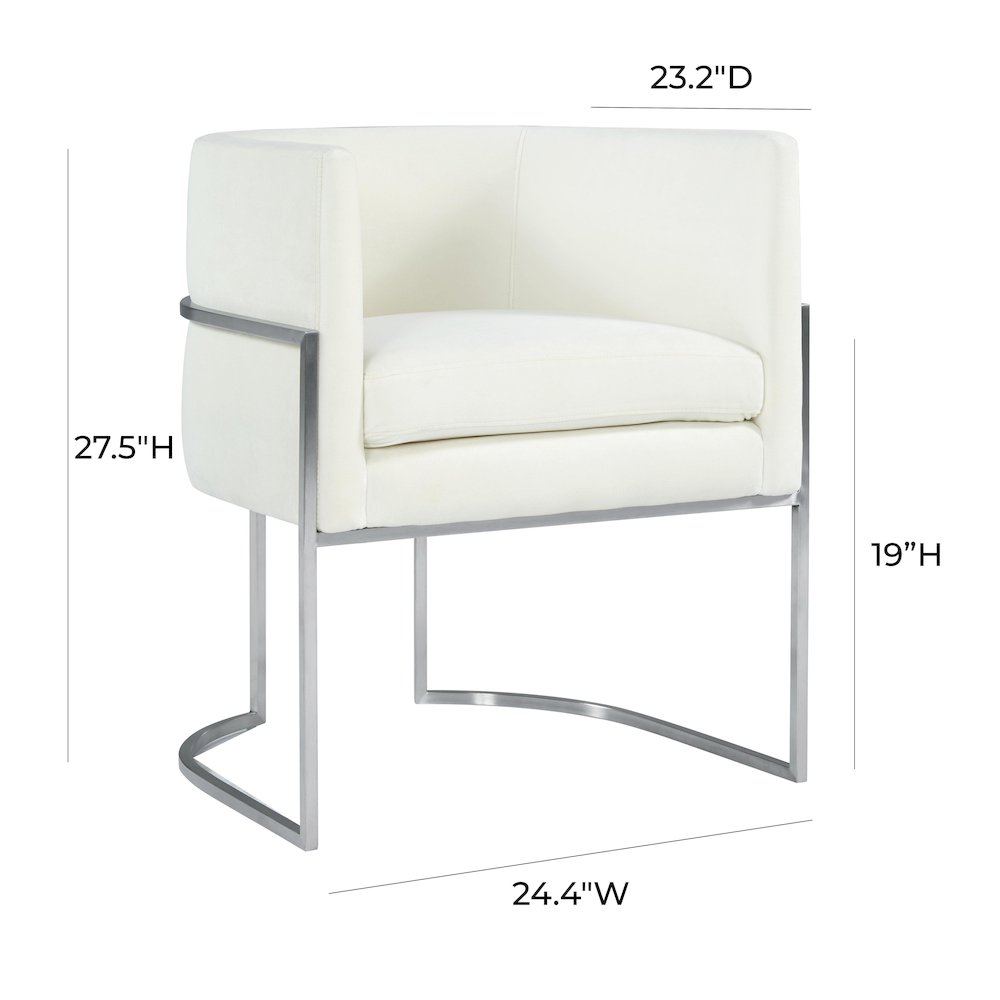 Giselle Cream Velvet Dining Chair Silver Leg. Picture 6