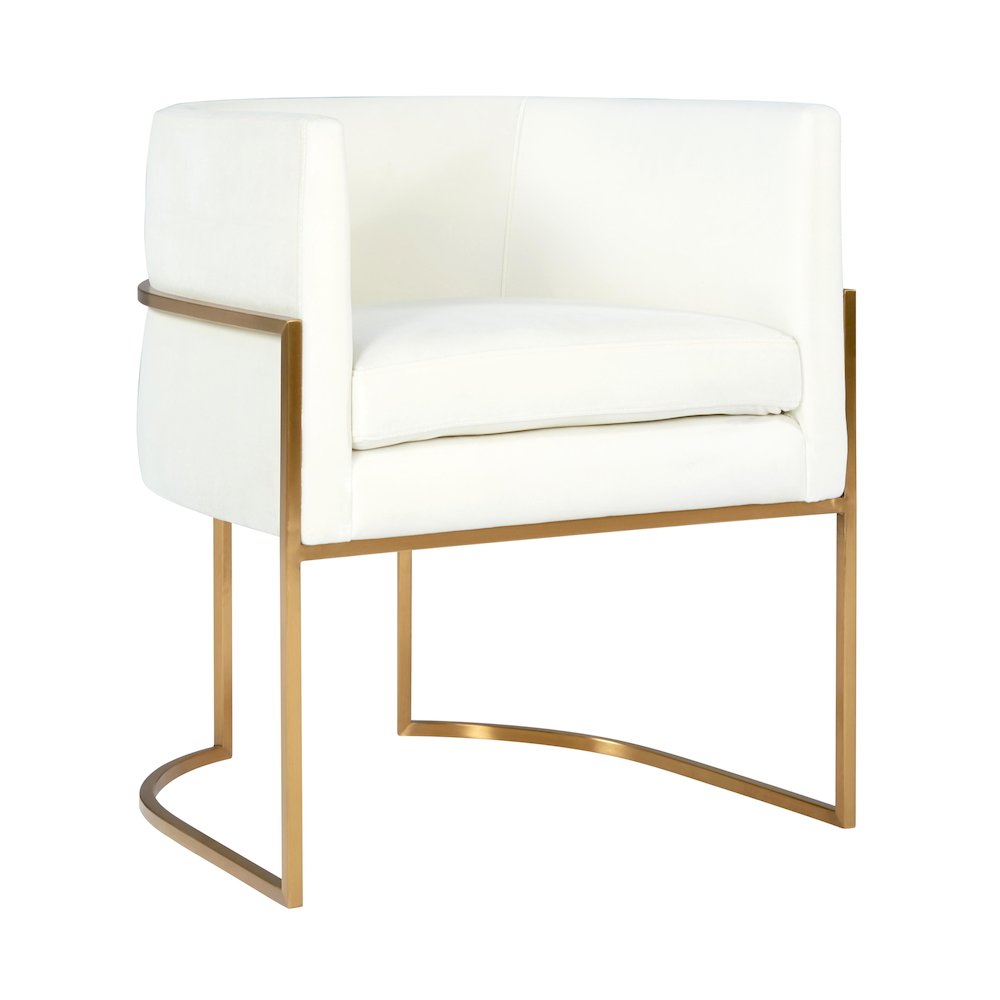 Giselle Cream Velvet Dining Chair Gold Leg. Picture 1
