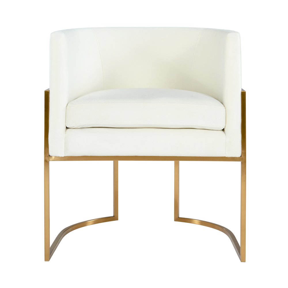 Giselle Cream Velvet Dining Chair Gold Leg. Picture 3