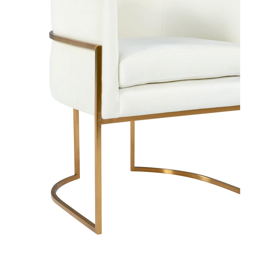 Giselle Cream Velvet Dining Chair Gold Leg. Picture 5