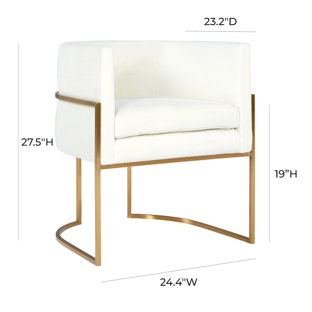 Giselle Cream Velvet Dining Chair Gold Leg. Picture 6