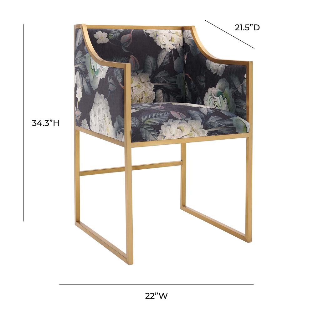 Atara Floral Velvet Gold Chair. Picture 8