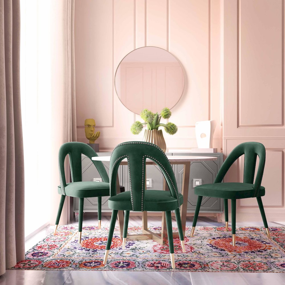 Petra Forest Green Velvet Side Chair. Picture 7
