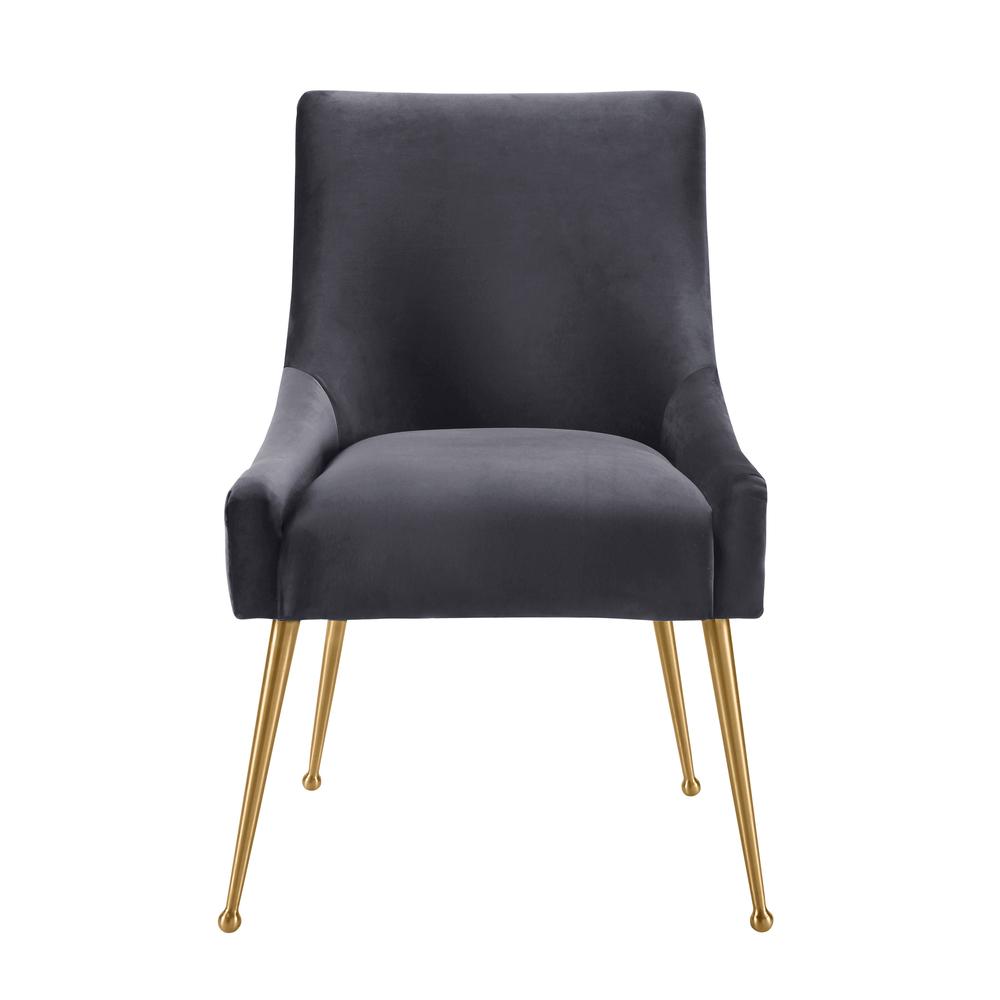 Beatrix Pleated Grey Velvet Side Chair. Picture 3