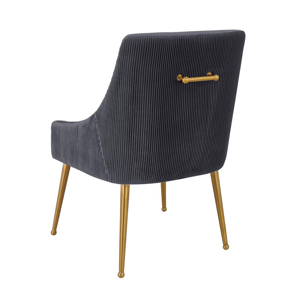 Beatrix Pleated Grey Velvet Side Chair. Picture 4
