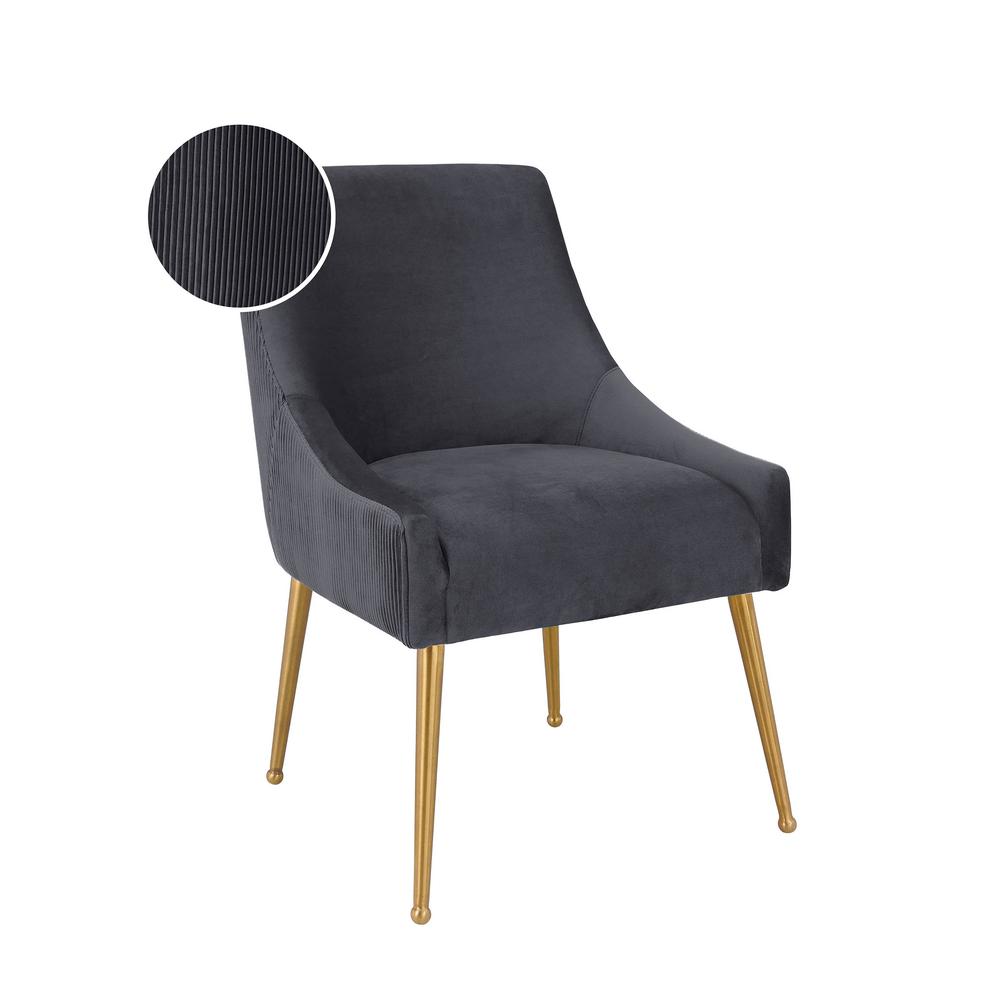 Beatrix Pleated Grey Velvet Side Chair. Picture 7
