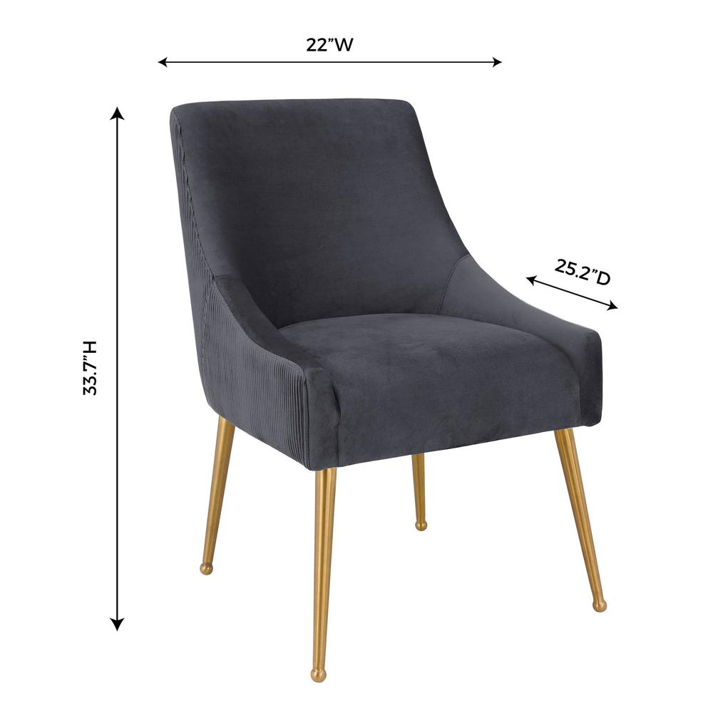 Beatrix Pleated Grey Velvet Side Chair. Picture 8