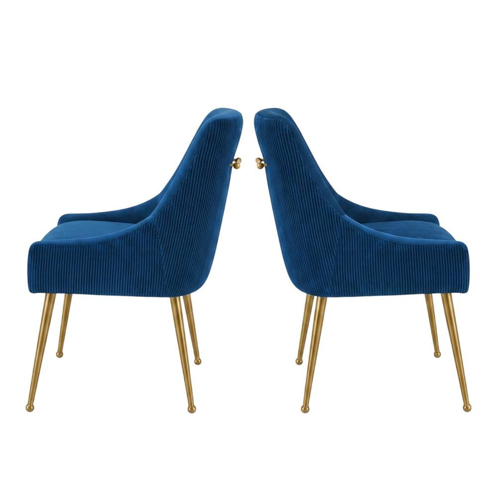Beatrix Velvet Side Chair with Pleated Back and Gold-Leg Accent for Living Room. Picture 3