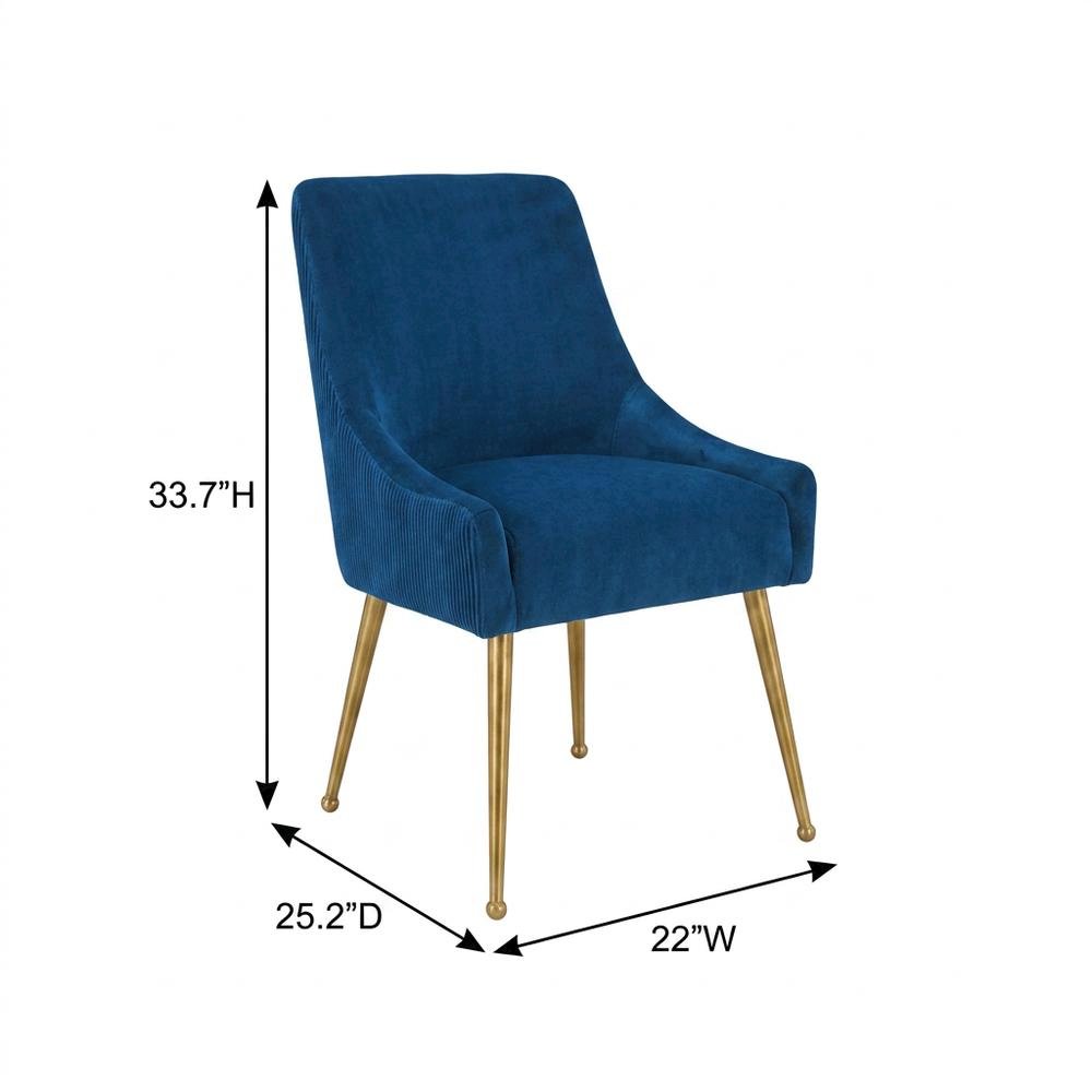 Beatrix Velvet Side Chair with Pleated Back and Gold-Leg Accent for Living Room. Picture 5