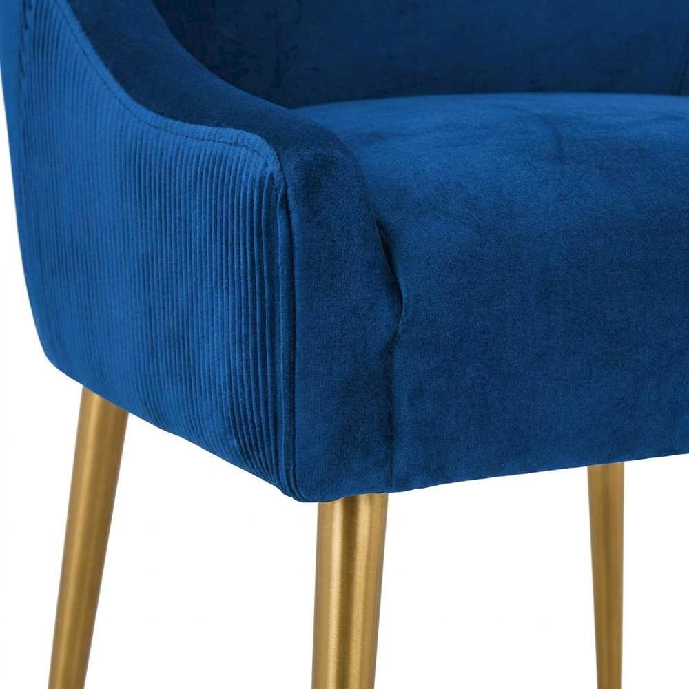 Beatrix Velvet Side Chair with Pleated Back and Gold-Leg Accent for Living Room. Picture 7