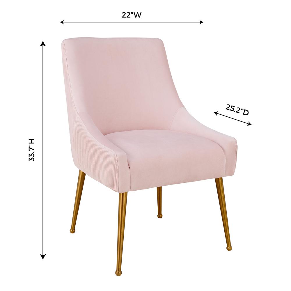 Beatrix Pleated Blush Velvet Side Chair. Picture 8