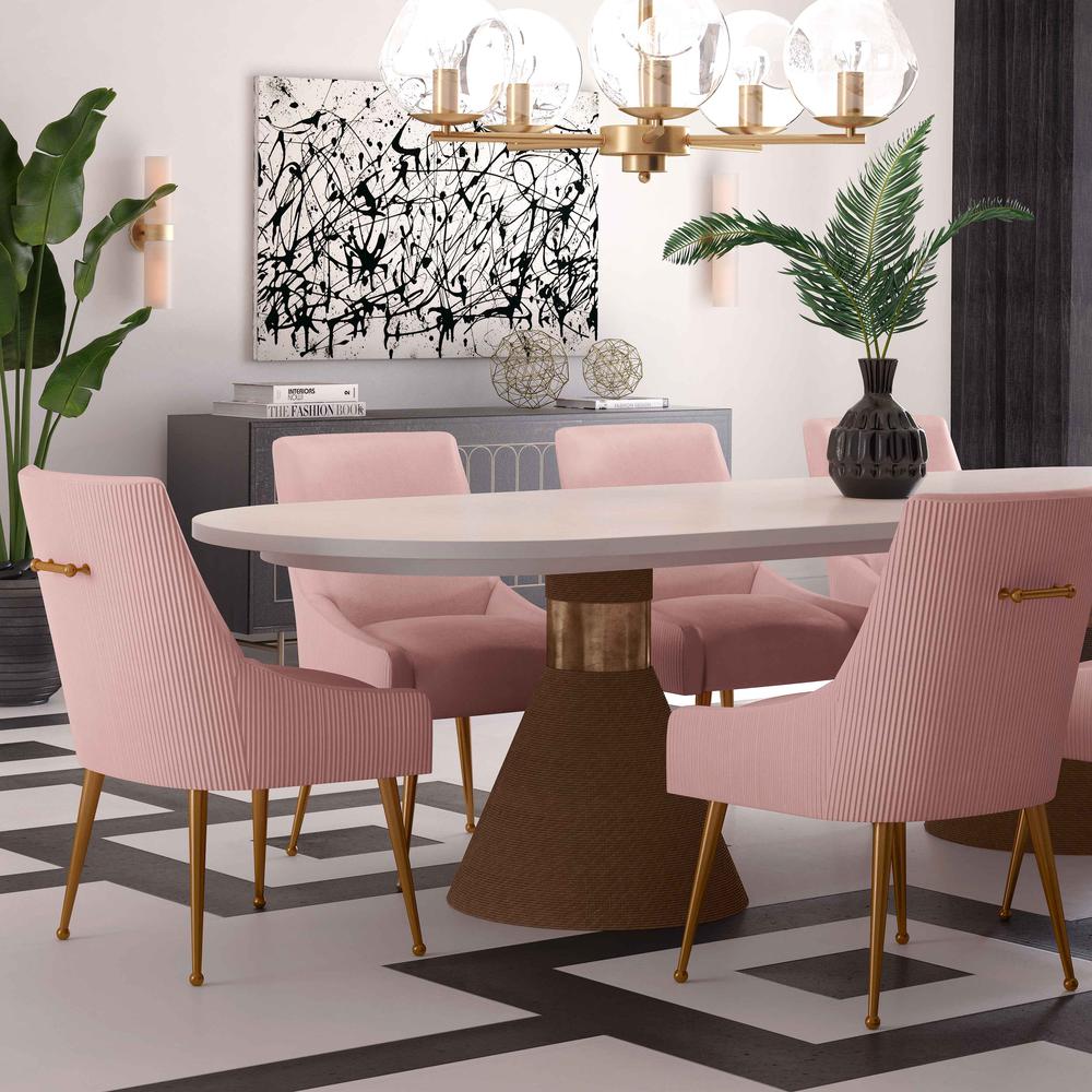 Beatrix Pleated Blush Velvet Side Chair. Picture 9