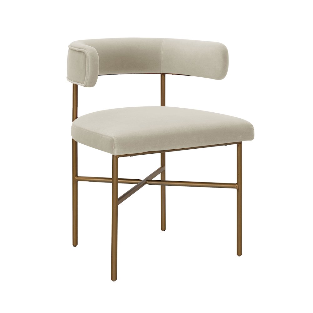 Kim Velvet Chair in Cream. Picture 1