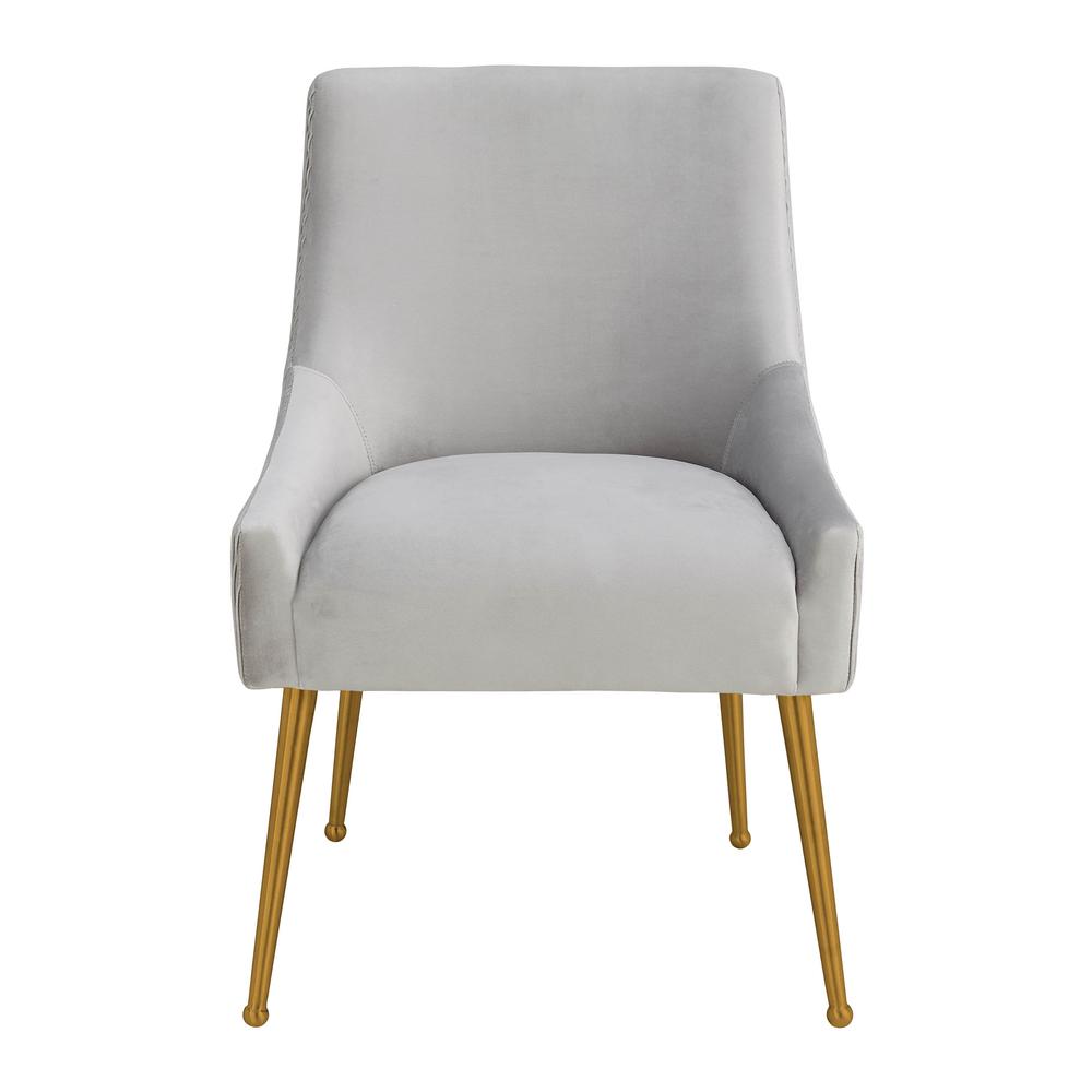 Beatrix Pleated Light Grey Velvet Side Chair. Picture 2