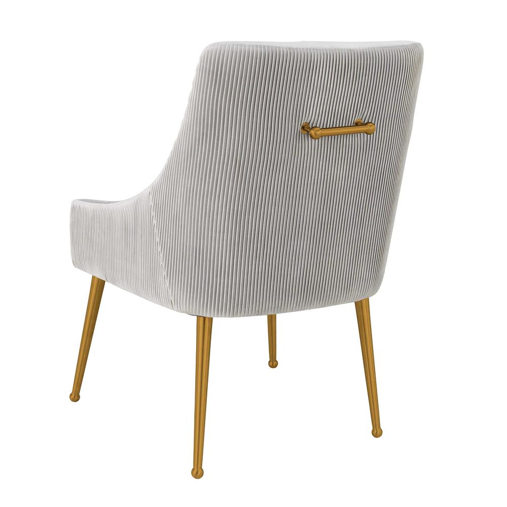 Beatrix Pleated Light Grey Velvet Side Chair. Picture 3