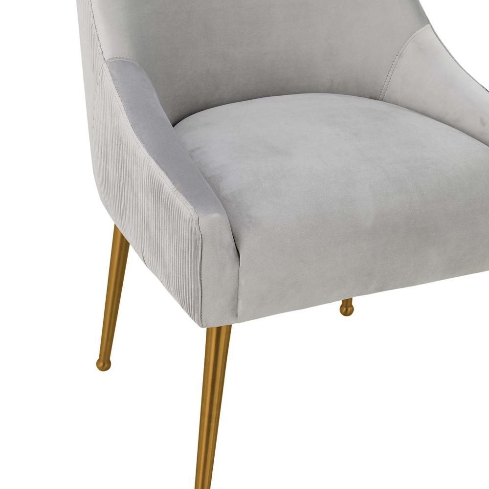 Beatrix Pleated Light Grey Velvet Side Chair. Picture 4