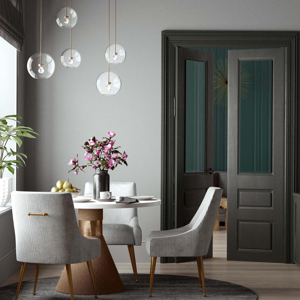 Beatrix Pleated Light Grey Velvet Side Chair. Picture 7
