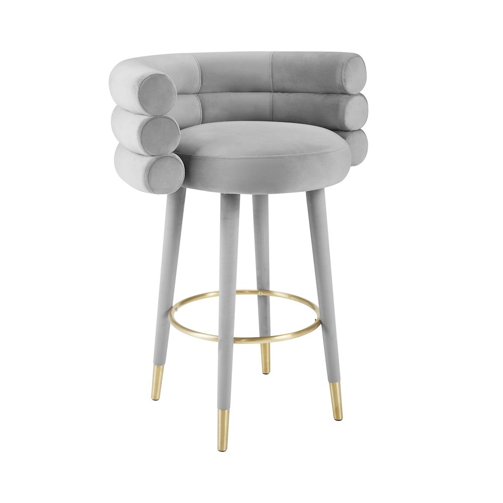Betty Grey Velvet Barstool. Picture 1