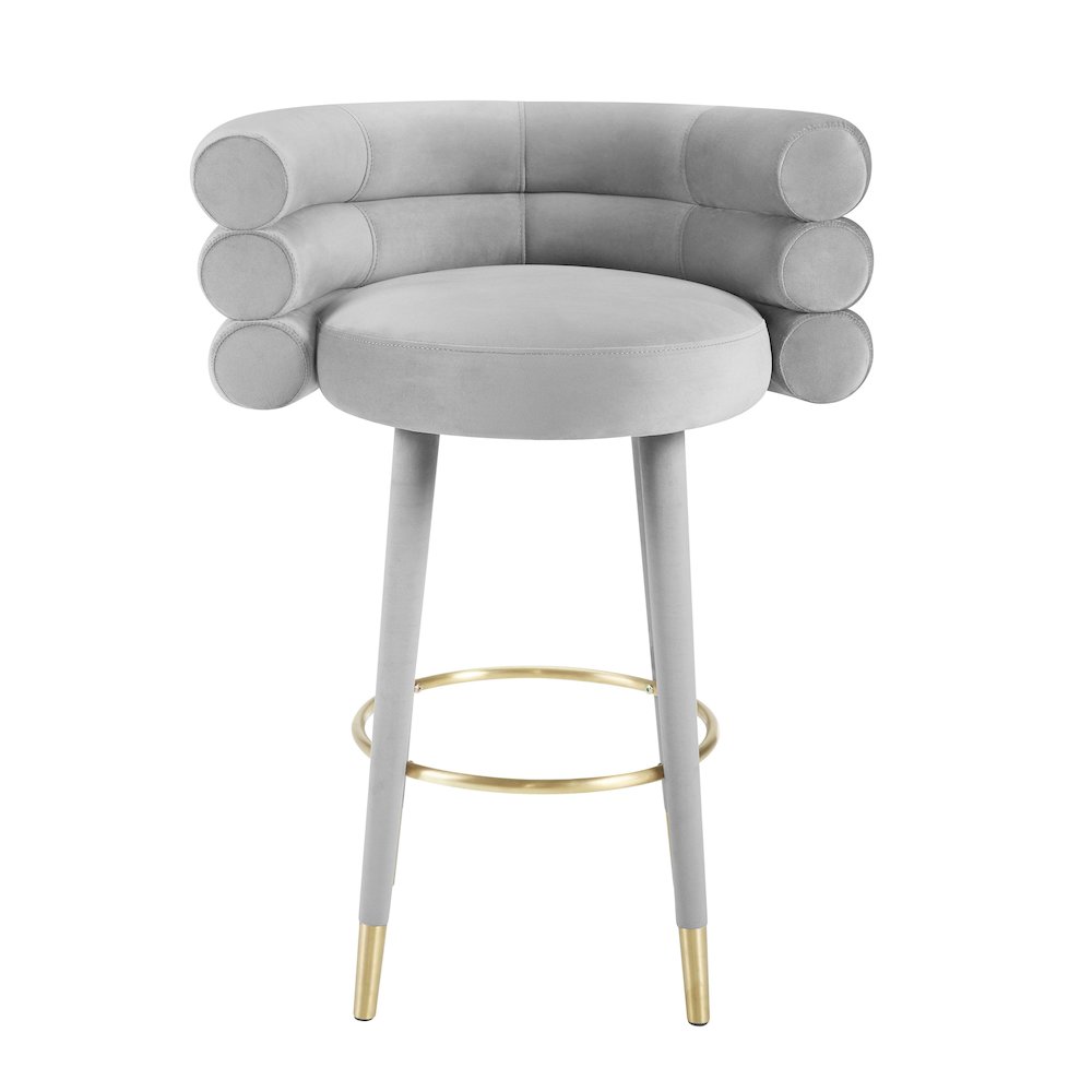 Betty Grey Velvet Barstool. Picture 3