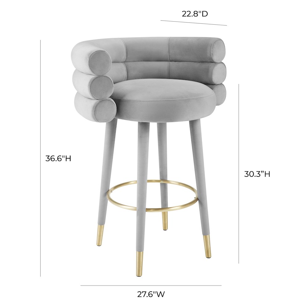Betty Grey Velvet Barstool. Picture 5
