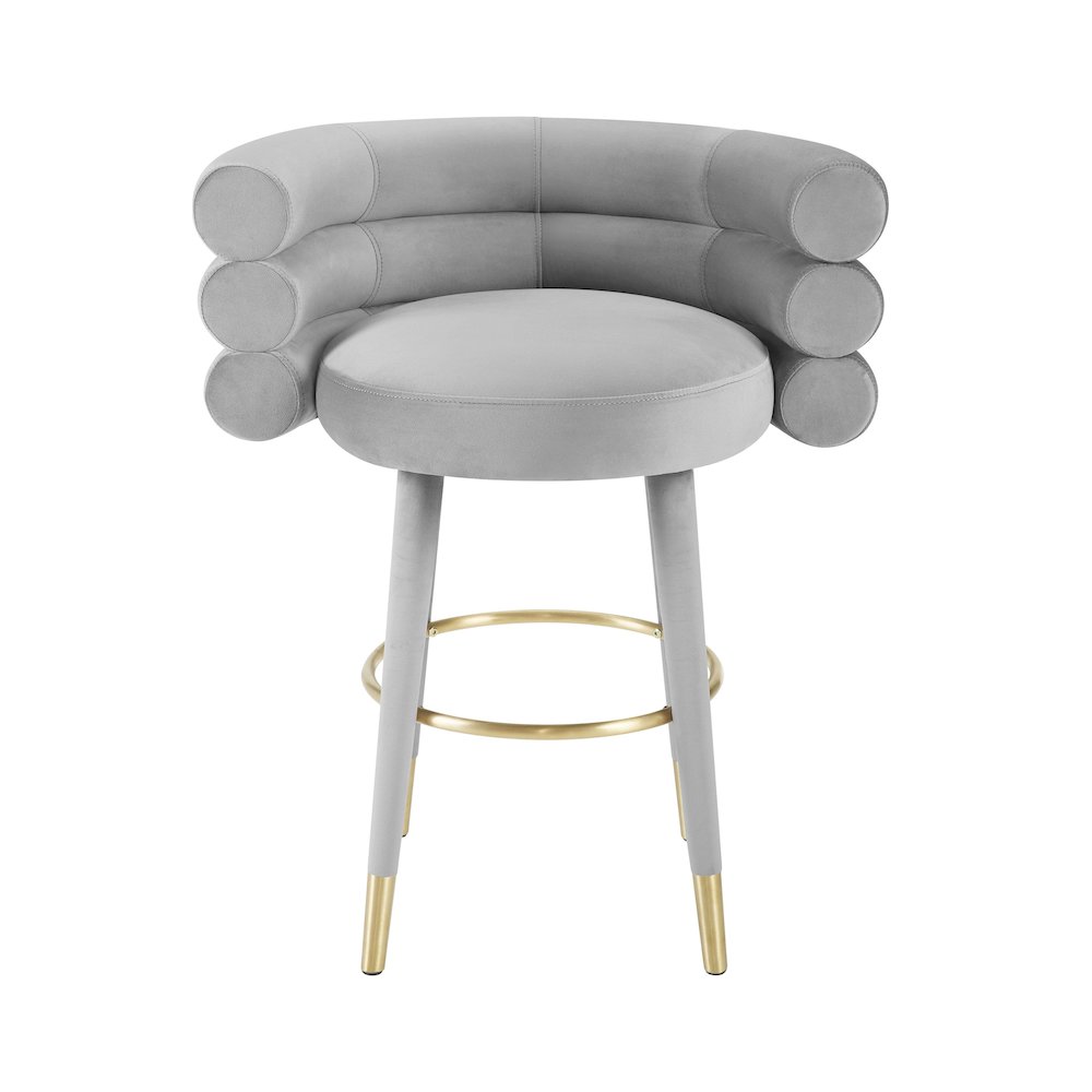 Betty Grey Velvet Counter Stool. Picture 2