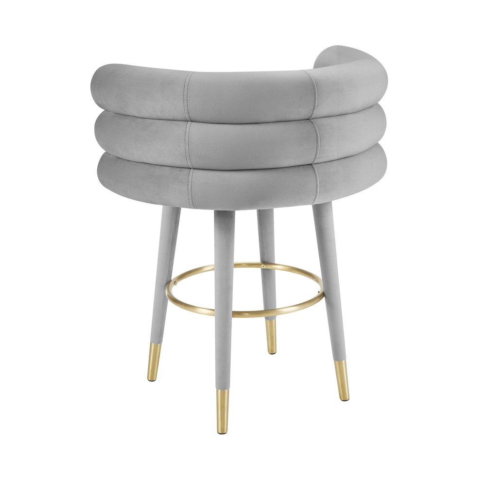 Betty Grey Velvet Counter Stool. Picture 3