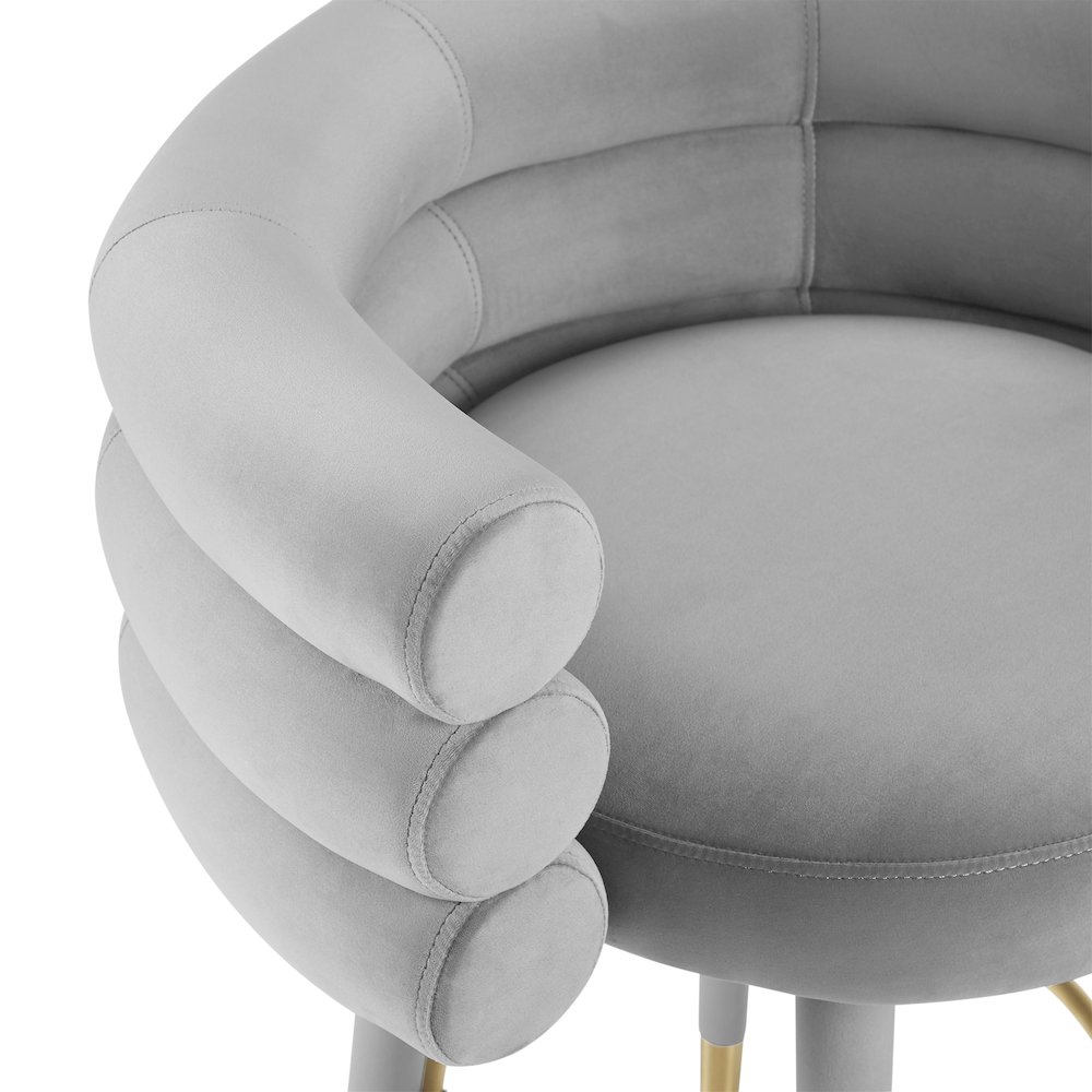 Betty Grey Velvet Counter Stool. Picture 4