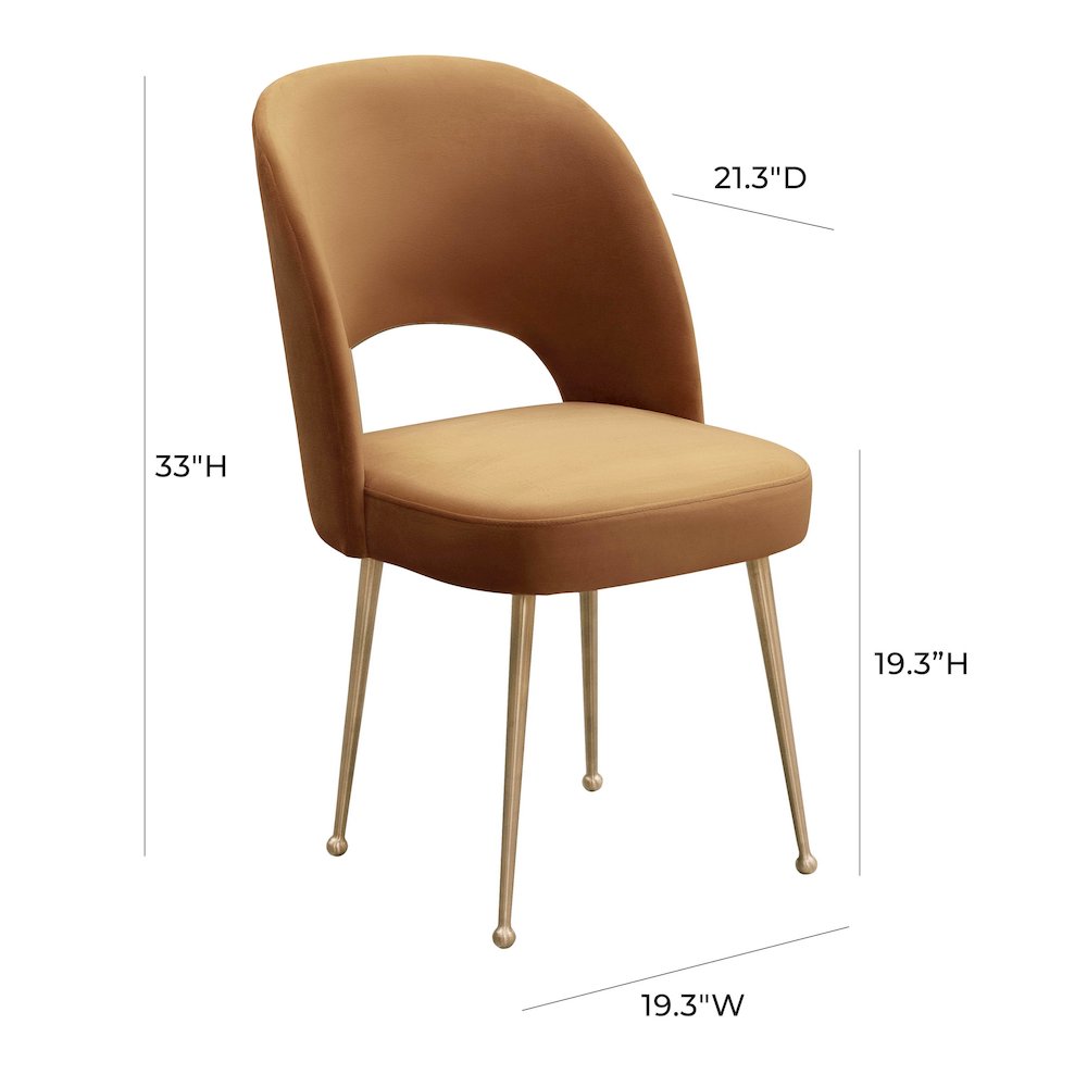 Swell Cognac Velvet Chair. Picture 6