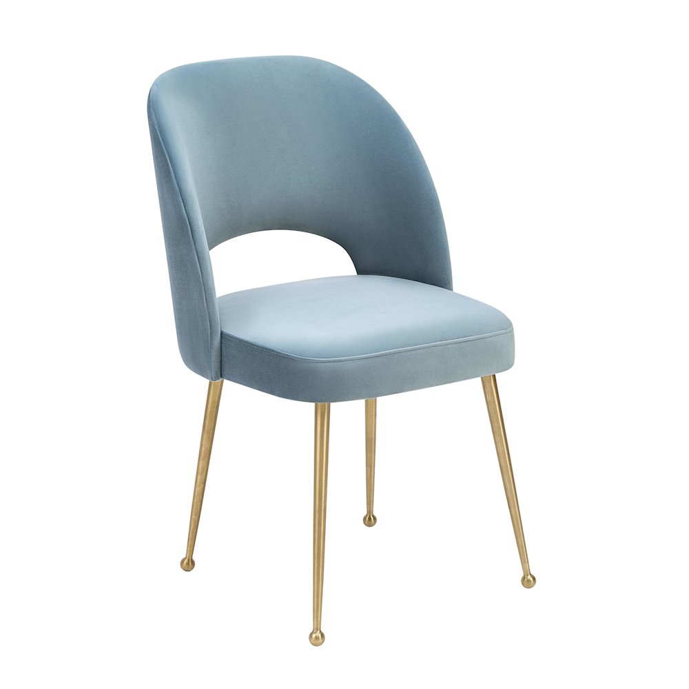 Swell Sea Blue Velvet Chair. Picture 1