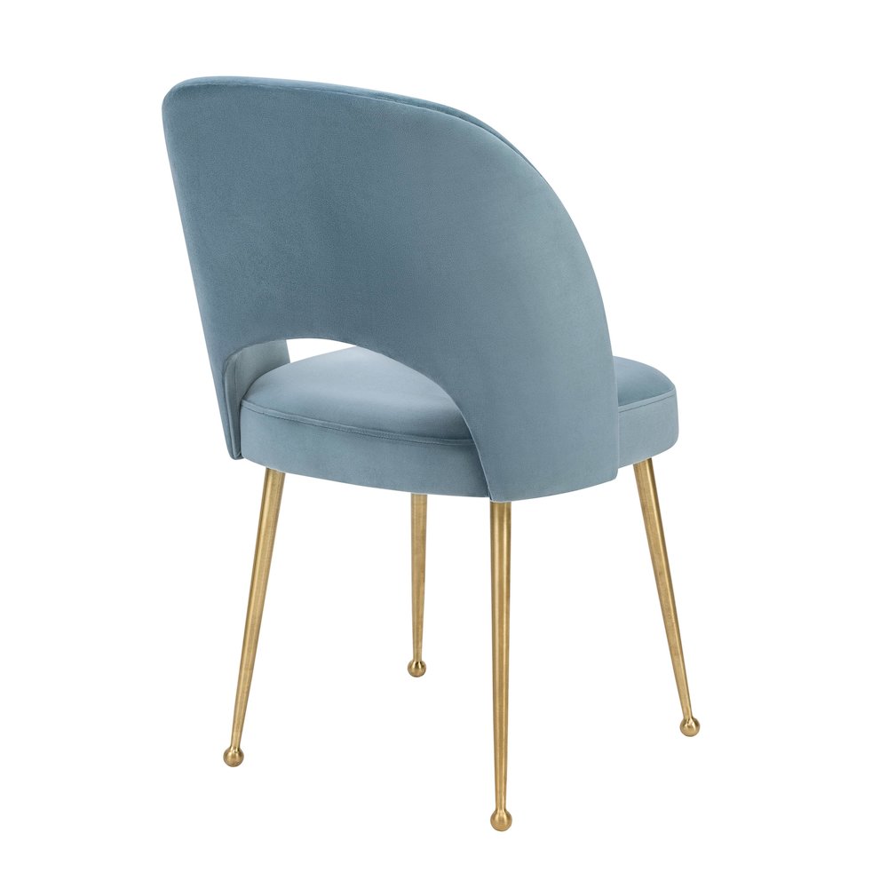 Swell Sea Blue Velvet Chair. Picture 4