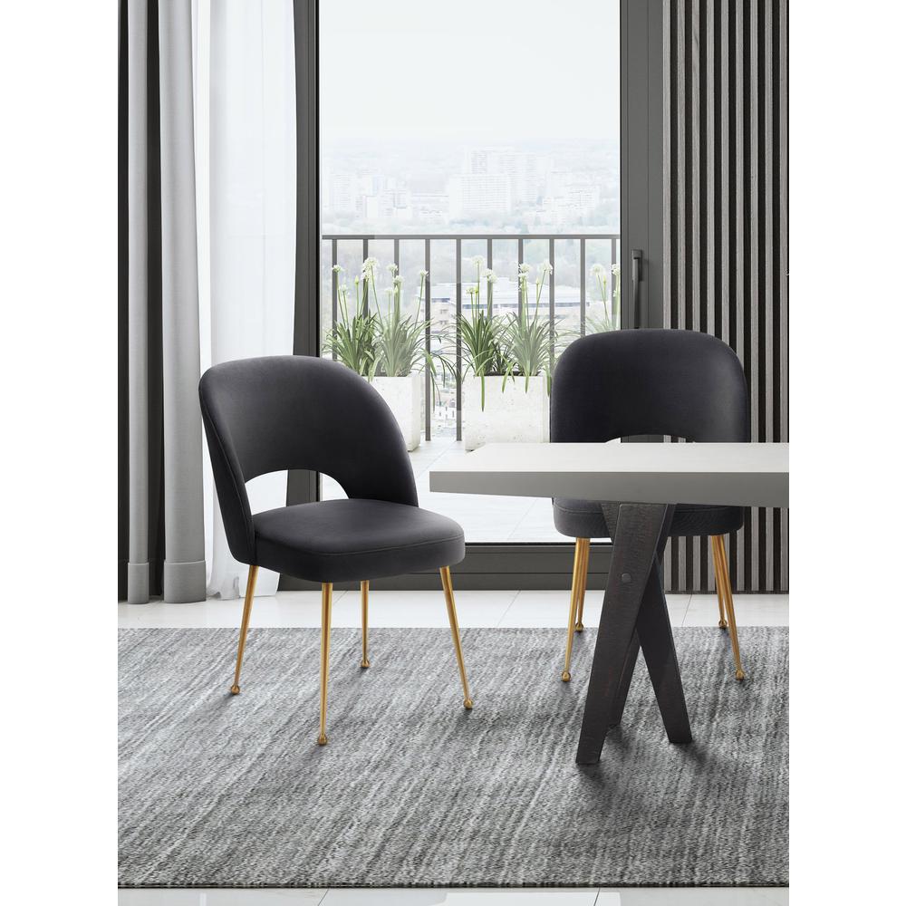 Swell Dark Grey Velvet Chair. Picture 4