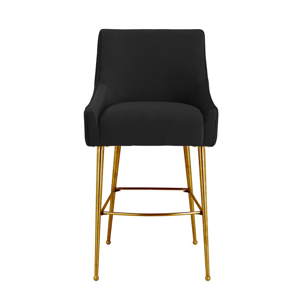 Beatrix Pleated Black Velvet Bar Stool. Picture 3