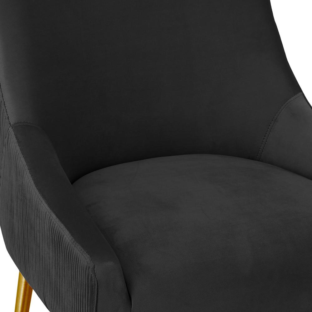 Beatrix Pleated Black Velvet Bar Stool. Picture 7