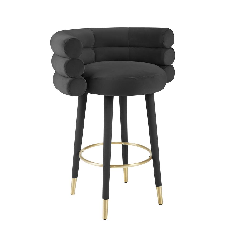 Betty Black Velvet Barstool. Picture 2