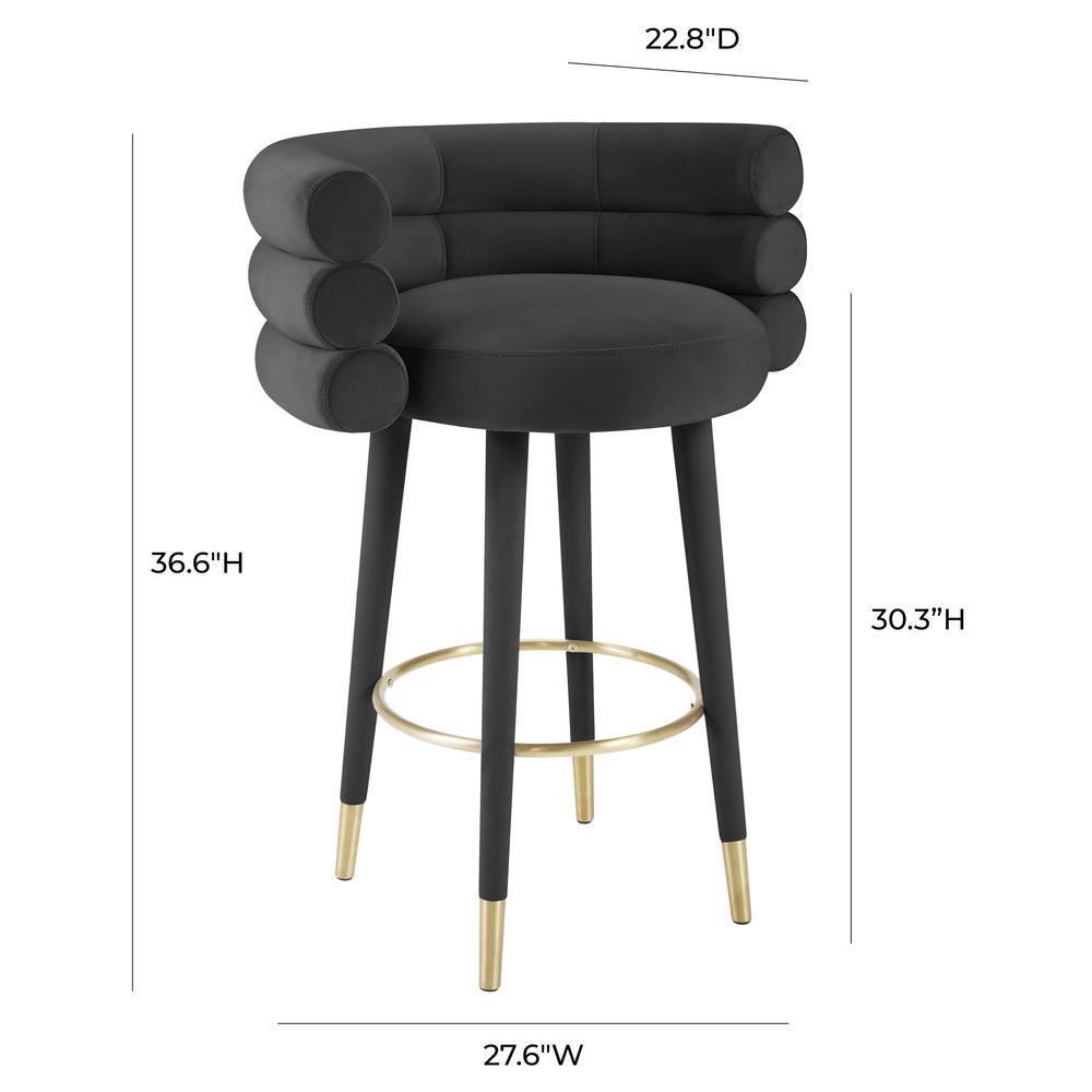 Betty Black Velvet Barstool. Picture 5