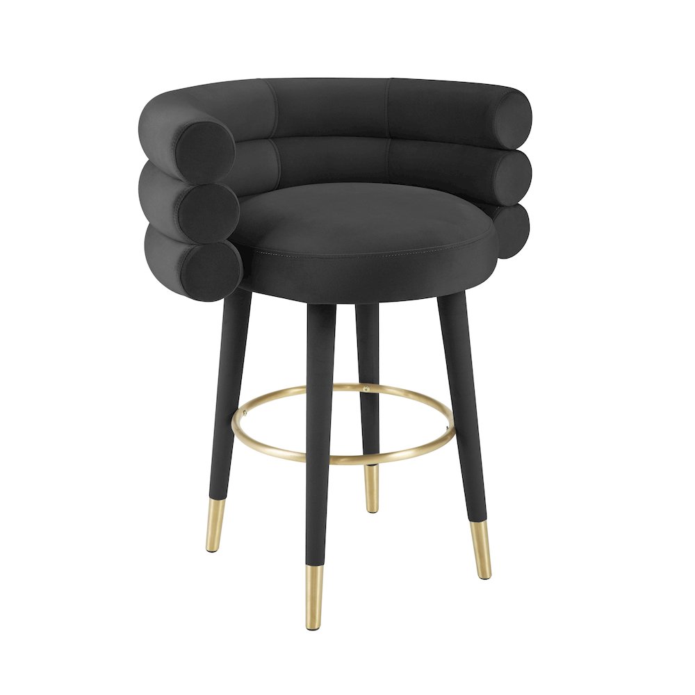 Betty Black Velvet Counter Stool. Picture 1