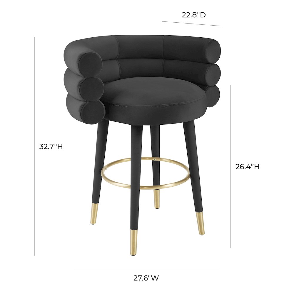 Betty Black Velvet Counter Stool. Picture 6