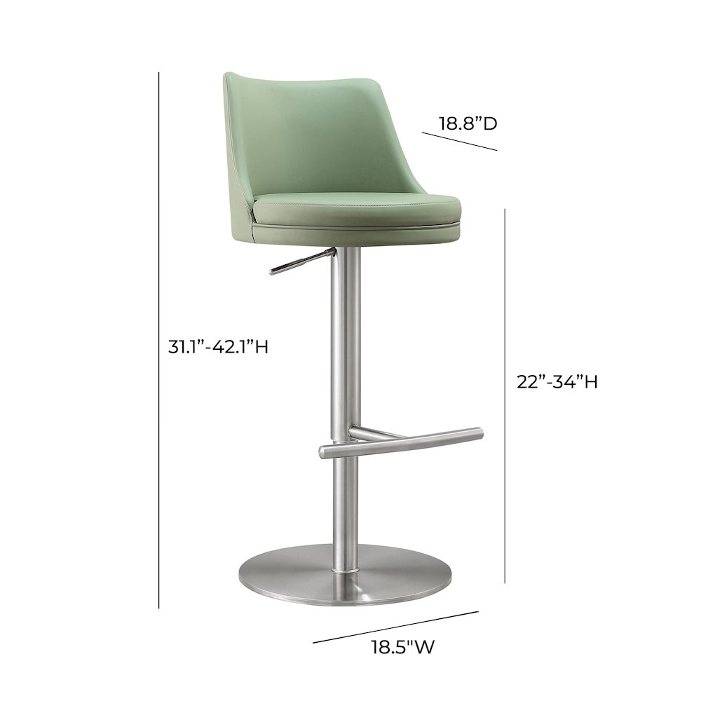 Reagan Sea Foam Green and Silver Adjustable Stool. Picture 9