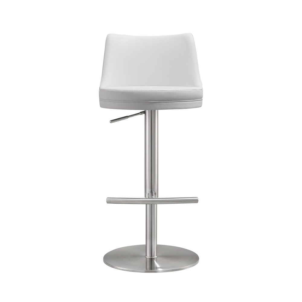 Reagan White and Silver Adjustable Stool. Picture 3