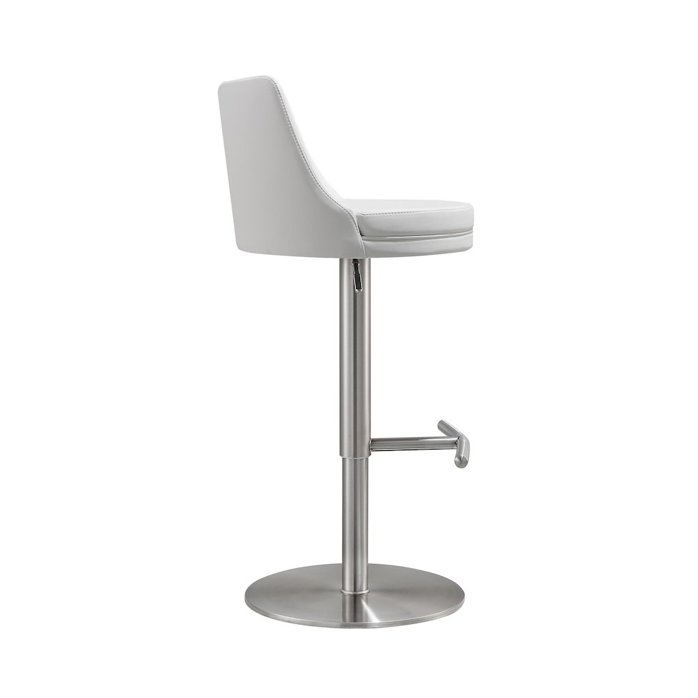Reagan White and Silver Adjustable Stool. Picture 5