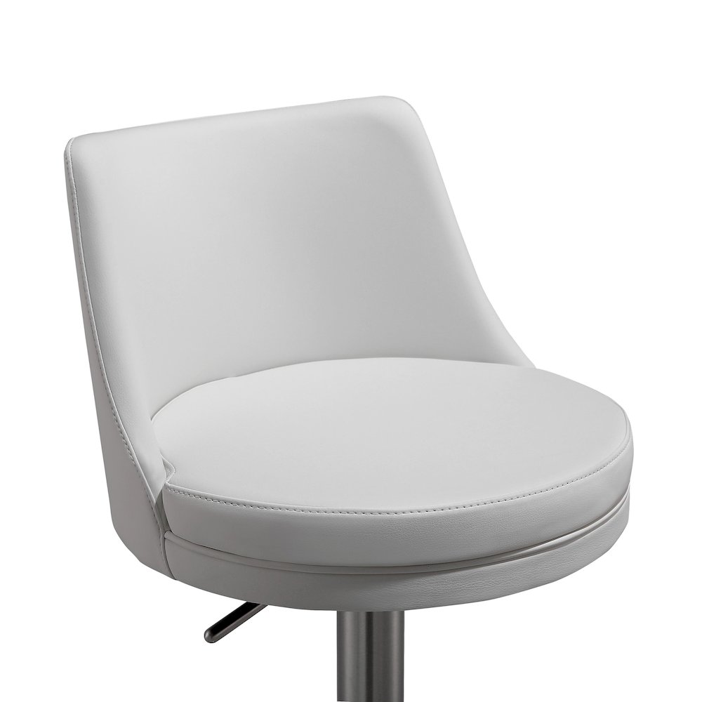 Reagan White and Silver Adjustable Stool. Picture 6