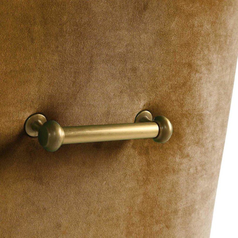Brown Cognac Velvet Accent Chair With Gold Legs For Dining Room Or Living Space. Picture 6
