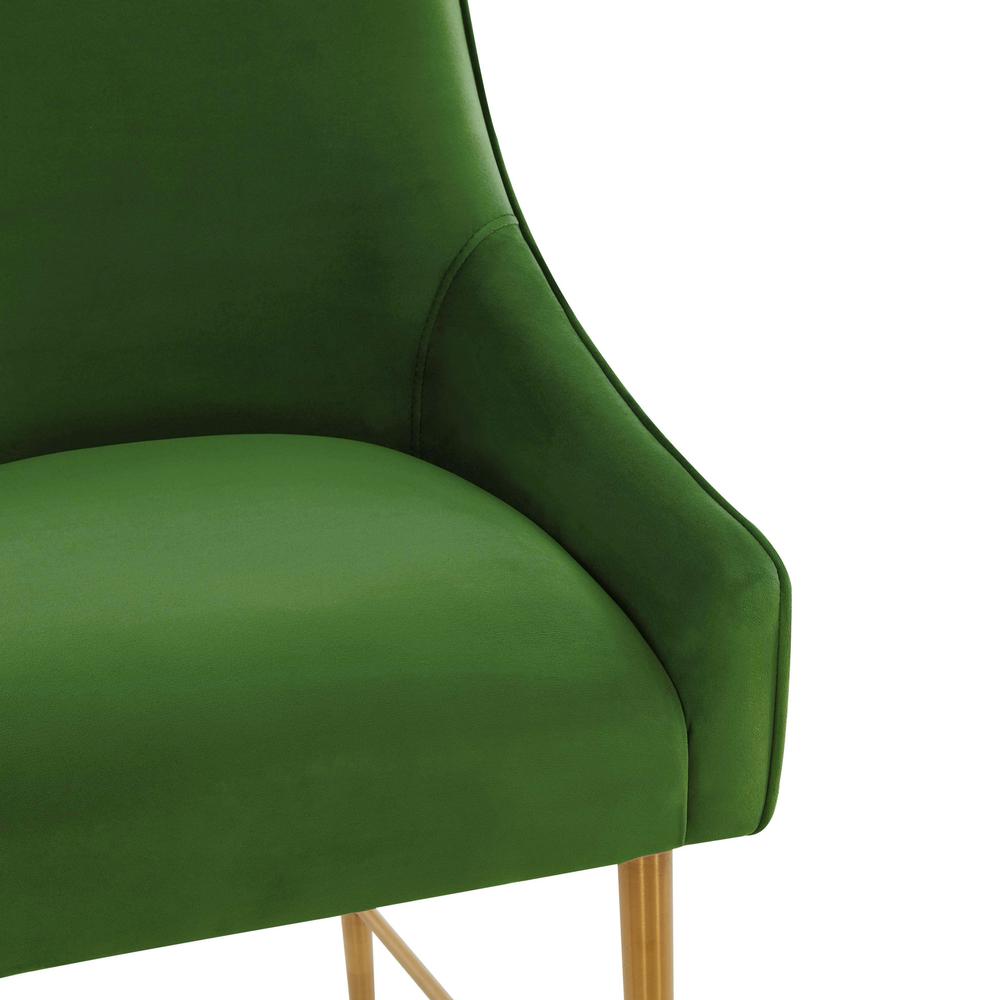 Beatrix Green Velvet Bar Stool - Gold Legs. Picture 4