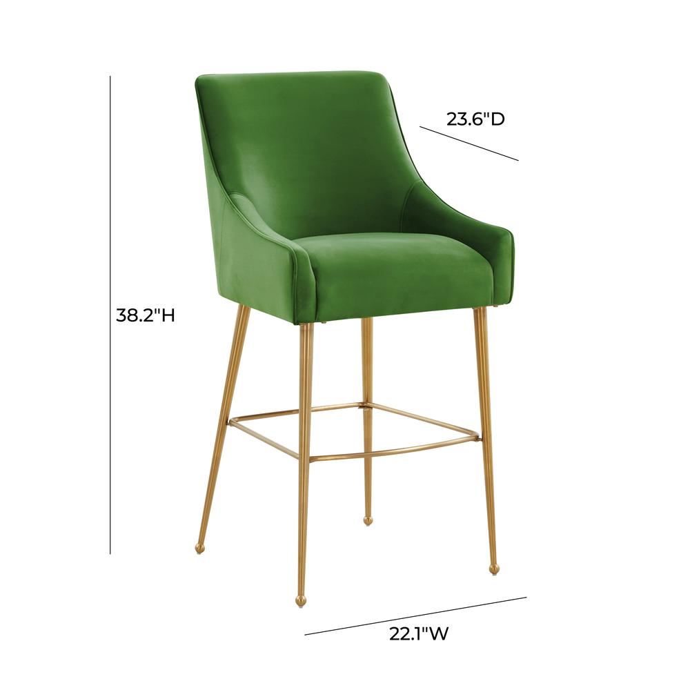 Beatrix Green Velvet Bar Stool - Gold Legs. Picture 5