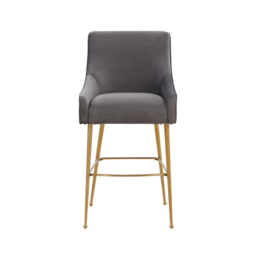 Beatrix Dark Grey Velvet Counter Stool - Gold Legs. Picture 2